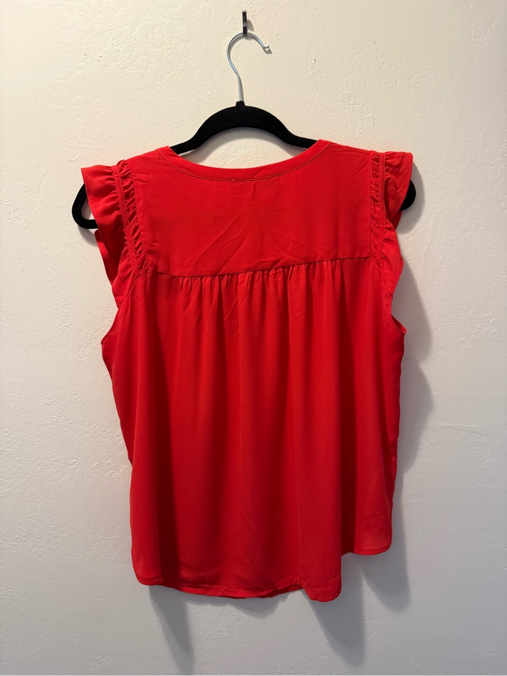 LOFT Red Ruffle Sleeve Shell Top - Picture 2 of 2